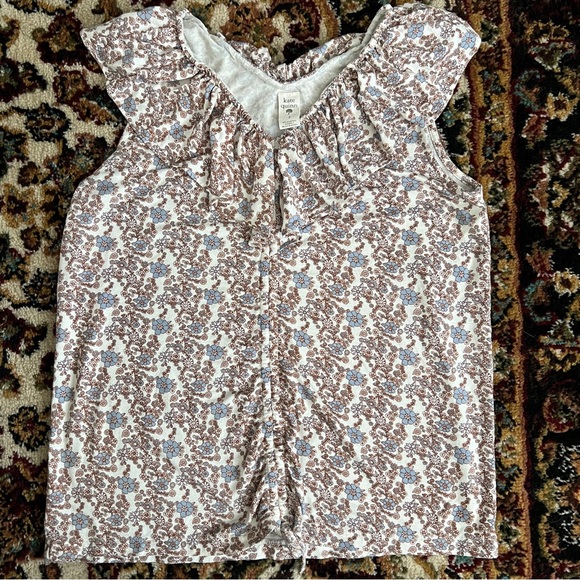 Kate Quinn Ditsy Floral Ruffled V Neck Ruched Sleeveless Top M - Picture 3 of 10